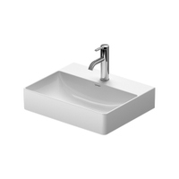 Immagine di Duravit DURASQUARE lavabo consolle Compact 50 cm monoforo, senza troppopieno, con bordo per rubinetteria, colore bianco 2356500071