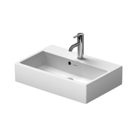 Immagine di Duravit VERO AIR lavabo consolle Compact 60 cm monoforo, con troppopieno e bordo per rubinetteria, lato inferiore smaltato, colore bianco 2368600027