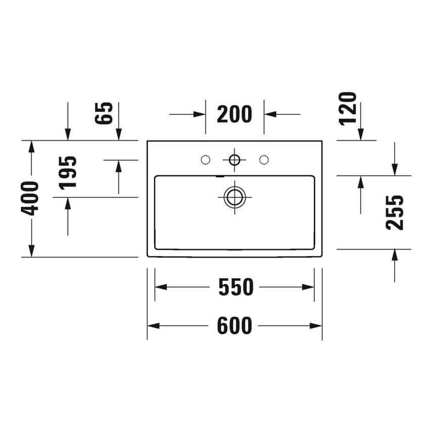 Immagine di Duravit VERO AIR lavabo consolle Compact 60 cm monoforo, con troppopieno e bordo per rubinetteria, lato inferiore smaltato, Wondergliss, colore bianco 23686000271