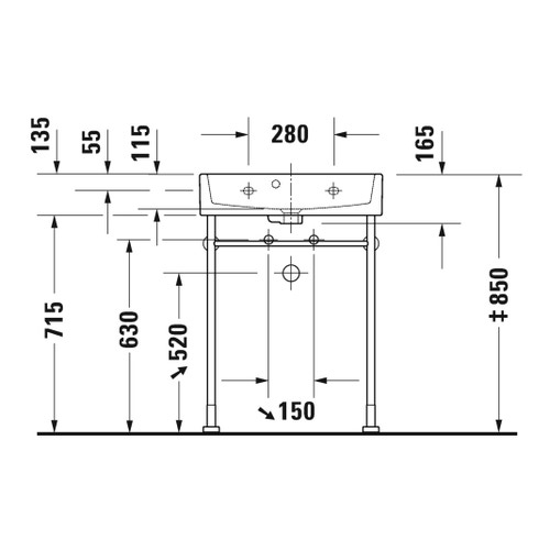Immagine di Duravit VERO AIR lavabo consolle Compact 60 cm, con troppopieno, lato inferiore smaltato, colore bianco 2368600028