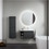 Immagine di Duravit D-NEO composizione bagno: mobile sottolavabo e colonna sospesi, finitura rovere nero + specchio Ø 90 con illuminazione, versione "Good" + lavabo 80 cm, colore bianco + miscelatore monocomando M, finitura cromo DE425701616+DE1318L1616