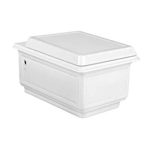 Immagine di Gessi Vaso in ceramica Rimless sospeso, cerniere con chiusura rallentata e coprifori laterali cromo, colore bianco finitura lucido 46753#518