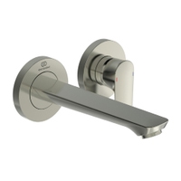 Immagine di Ideal Standard CONNECT AIR miscelatore monocomando lavabo per installazione a parete, bocca di erogazione da 18.5 cm, finitura silver storm A7029GN