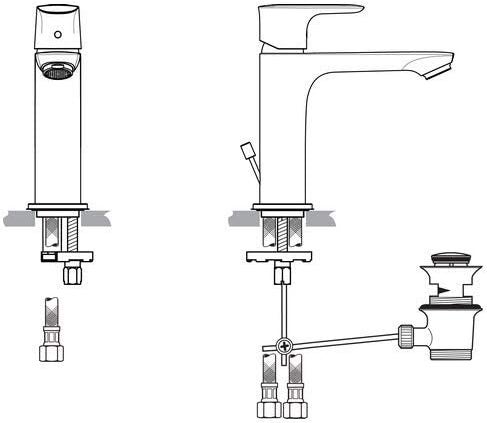 Immagine di Ideal Standard CONNECT AIR miscelatore grande monocomando lavabo, con sistema di apertura a freddo Bluestart, asta di comando e scarico piletta, cromo A7013AA