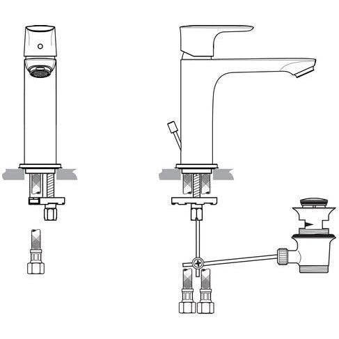 Immagine di Ideal Standard CONNECT AIR miscelatore grande monocomando lavabo, con sistema di apertura a freddo Bluestart, asta di comando e scarico piletta, cromo A7013AA