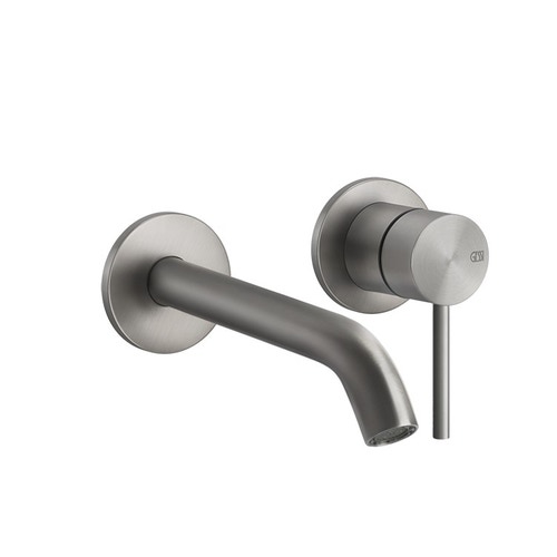 Immagine di Gessi 316 FLESSA miscelatore lavabo a parete P.15.6 cm, senza scarico, finitura steel brushed 54083#239