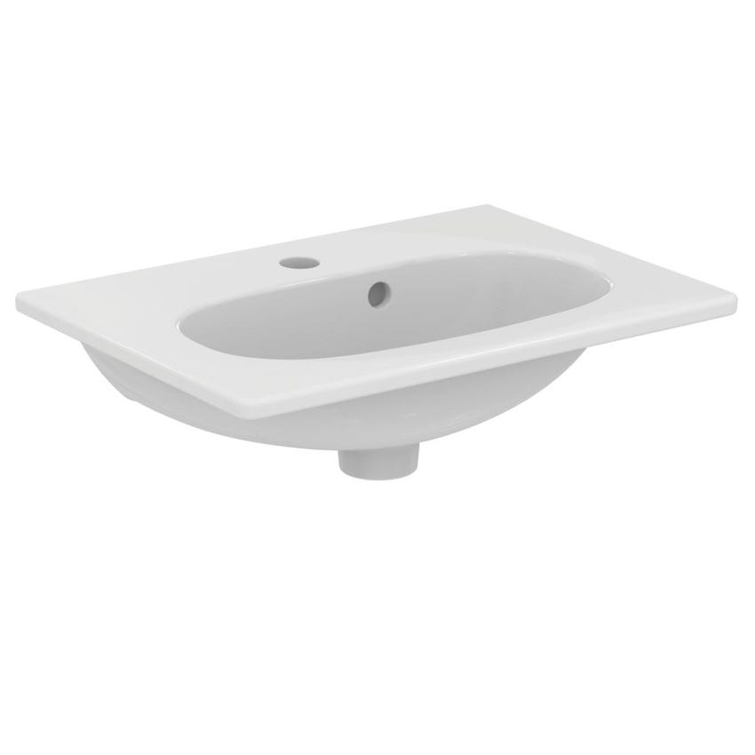 Immagine di Ideal Standard TESI lavabo top L.50 P.37.5 cm monoforo, con troppopieno, colore bianco T351101