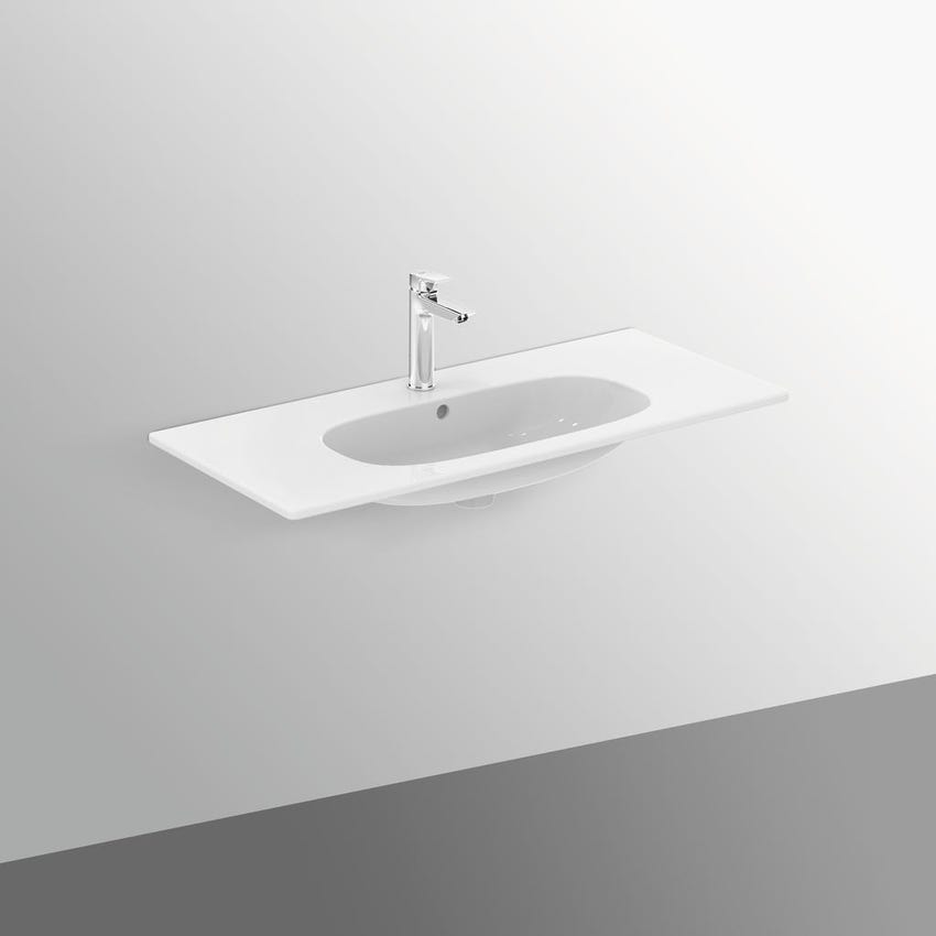 Immagine di Ideal Standard TESI lavabo top L.100 cm monoforo, con troppopieno, colore bianco T350801