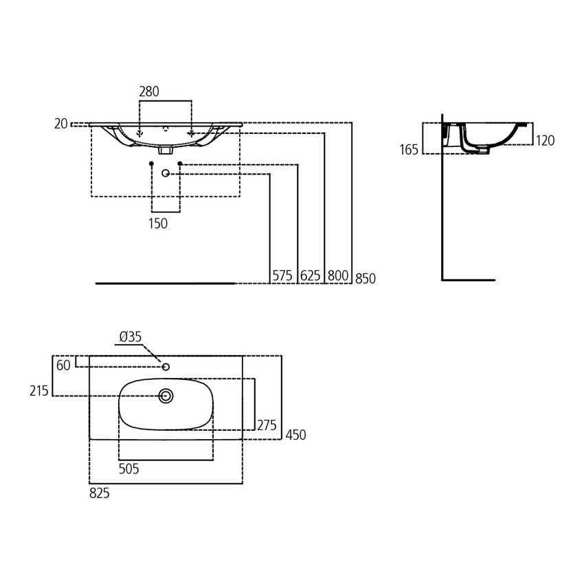 Immagine di Ideal Standard TESI lavabo top L.80 cm monoforo, con troppopieno, colore bianco T350901