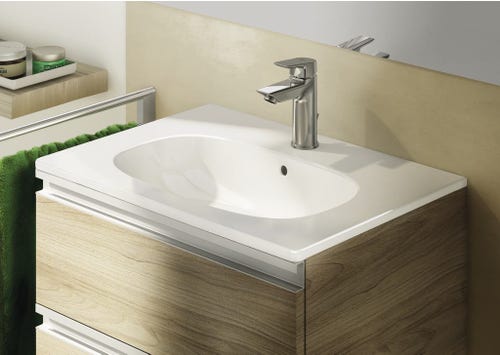 Immagine di Ideal Standard TESI lavabo top L.60 cm monoforo, con troppopieno, colore bianco T351001