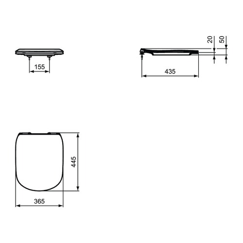 Immagine di Ideal Standard TESI sedile slim con chiusura rallentata per vasi Tesi, colore bianco T352701