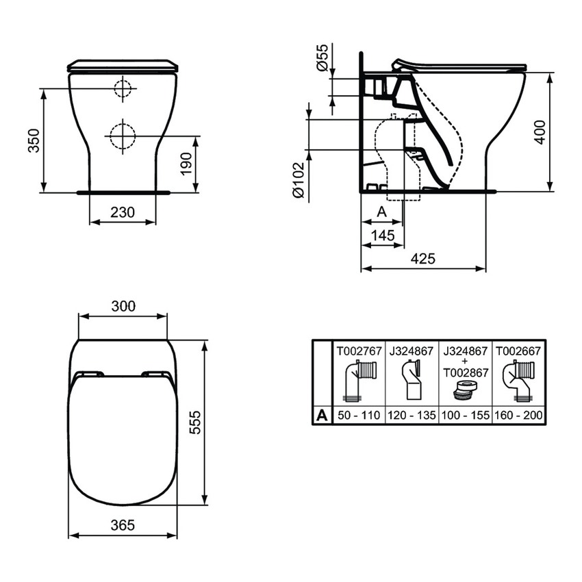 Immagine di Ideal Standard TESI vaso a pavimento AquaBlade® universale filo parete, con sedile slim senza chiusura rallentata, colore bianco T465101