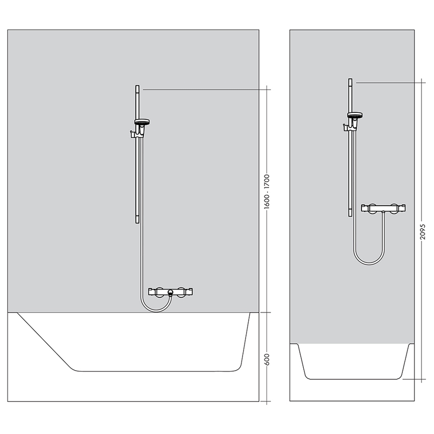 Immagine di Hansgrohe CROMA SELECT S set doccia Multi, EcoSmart 9 l/min, con asta doccia 90 cm, finitura cromo e bianco 26571400