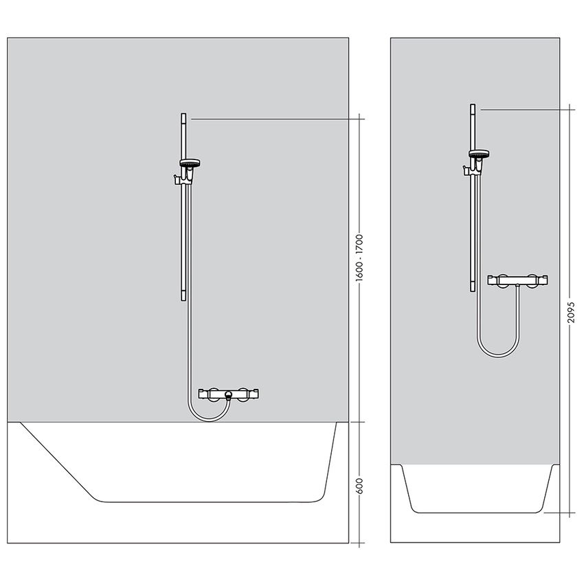 Immagine di Hansgrohe CROMA SELECT S set doccia 1 jet, EcoSmart 9 l/min, con asta doccia 90 cm finitura cromo e bianco 26575400