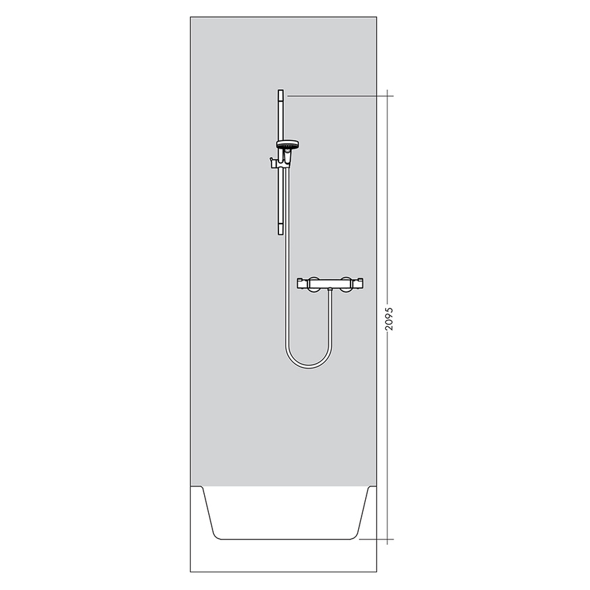 Immagine di Hansgrohe CROMA SELECT S sistema doccia esterno Vario, con termostatico Ecostat Comfort e asta doccia 90 cm, finitura cromo e bianco 27014400