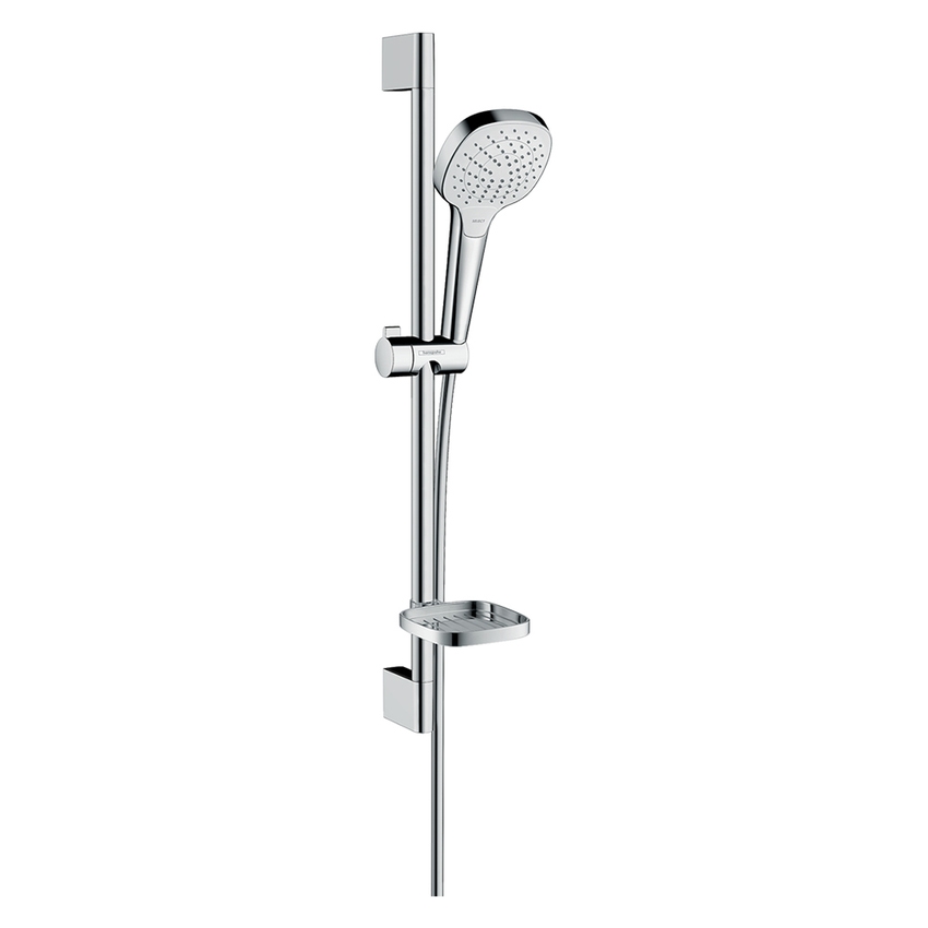 Immagine di Hansgrohe CROMA SELECT E set doccia Vario, con asta doccia 65 cm e porta sapone, finitura cromo e bianco 26586400