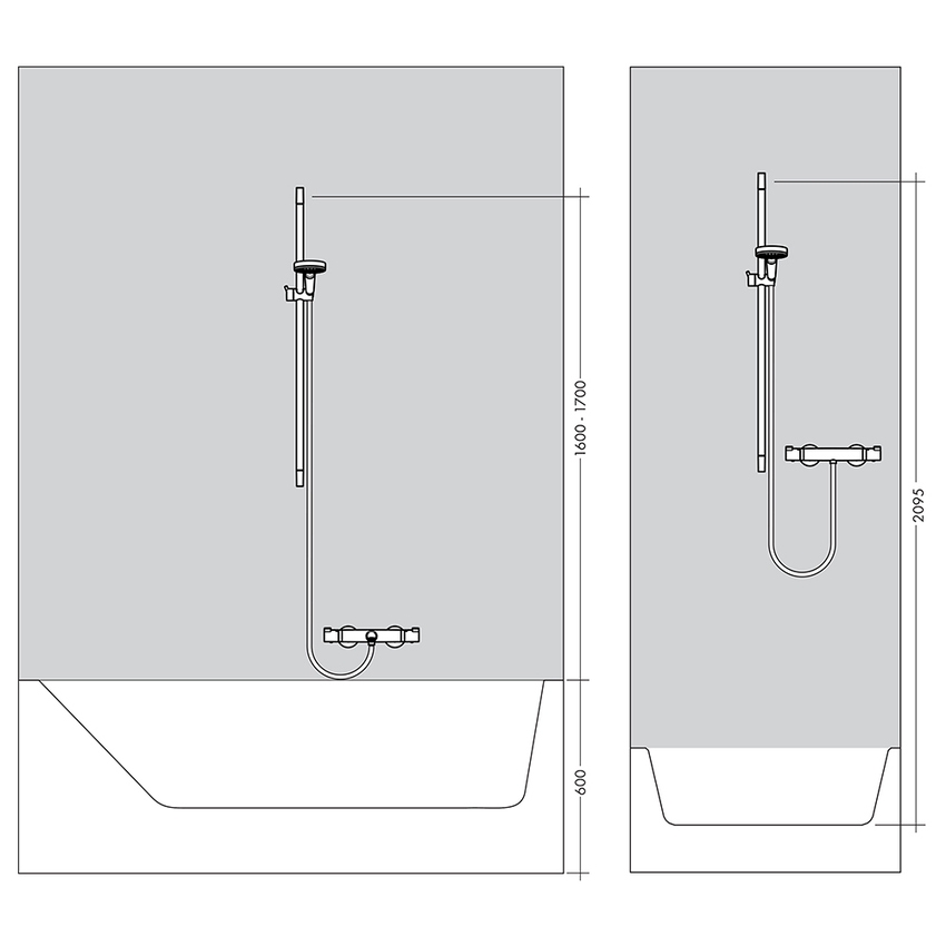 Immagine di Hansgrohe CROMA SELECT E set doccia Vario, EcoSmart 9 l/min, con asta doccia 90 cm, finitura cromo e bianco 26593400