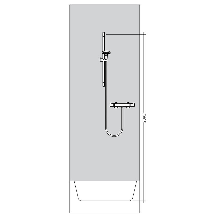 Immagine di Hansgrohe CROMA SELECT E sistema doccia esterno Vario, con termostatico Ecostat Comfort e asta doccia 65 cm, finitura cromo e bianco 27081400