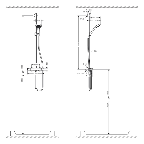 Immagine di Hansgrohe CROMA SELECT E semipipe Multi, con termostatico, finitura cromo e bianco 27248400