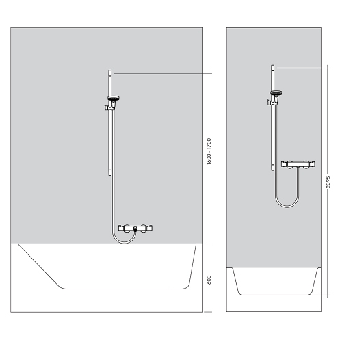Immagine di Hansgrohe CROMA 100 set doccia Multi, con asta doccia 90 cm e portasapone, finitura cromo 27774000