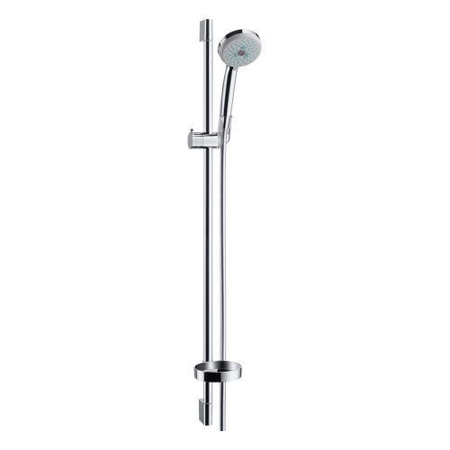 Immagine di Hansgrohe CROMA 100 set doccia Multi, con asta doccia 90 cm e portasapone, finitura cromo 27774000