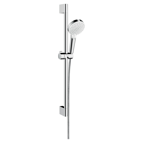 Immagine di Hansgrohe CROMETTA set doccia Vario EcoSmart 9 l/min, con asta doccia 65 cm, finitura cromo e bianco 26534400