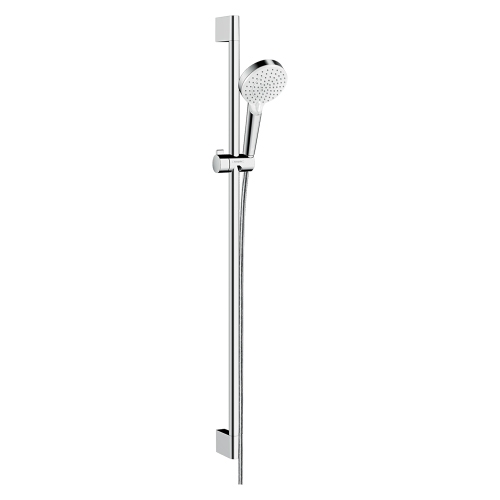 Immagine di Hansgrohe CROMETTA set doccia Vario EcoSmart 9 l/min, con asta doccia 96 cm, finitura cromo e bianco 26538400