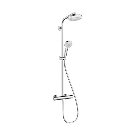 Immagine di Hansgrohe CROMETTA 100 showerpipe 160 1 jet con termostatico, finitura cromo e bianco 27264400