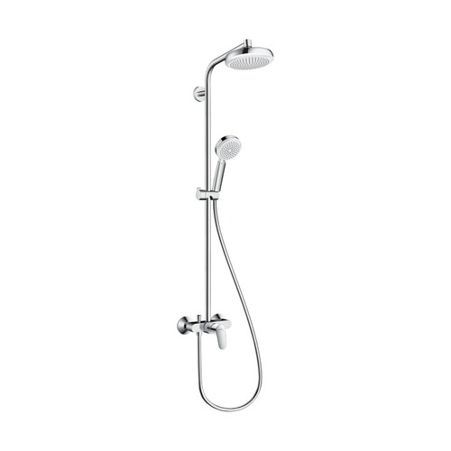 Immagine di Hansgrohe CROMETTA showerpipe 160 1 jet con miscelatore monocomando, finitura cromo e bianco 27266400