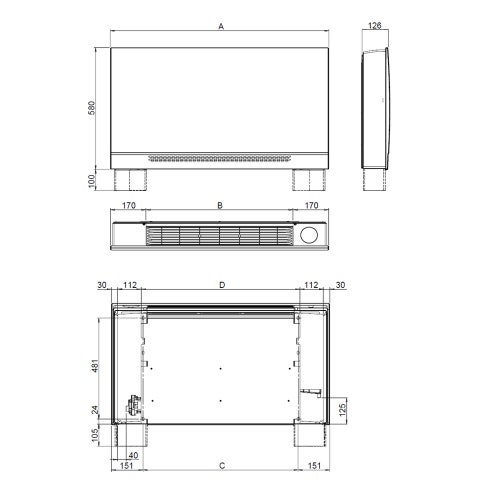 Immagine di Sabiana Carisma WHISPER CFF-ECM-MV-CB-T 20 Ventilconvettore residenziale senza valvole con mobile, con comando CB-Touch e unità di potenza UP-Touch (attacchi sinistri) 0071062