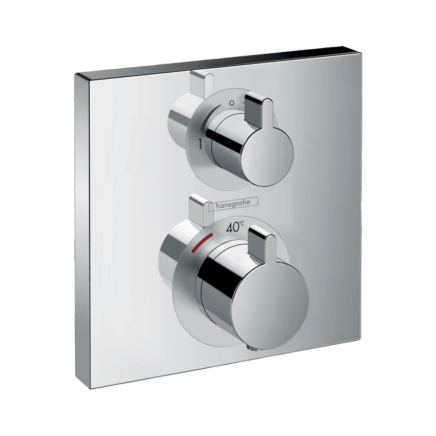 Immagine di Hansgrohe ECOSTAT SQUARE miscelatore termostatico ad incasso per 2 utenze, finitura cromo 15714000