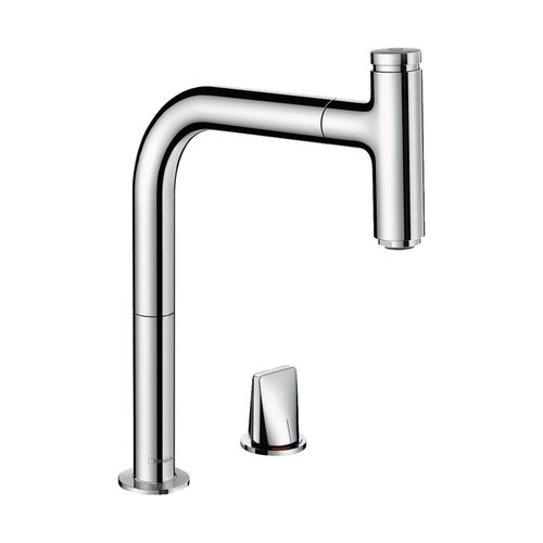 Immagine di Hansgrohe M71 miscelatore cucina monocomando a 2 fori, con bocca d'erogazione estraibile, finitura cromo 73804000