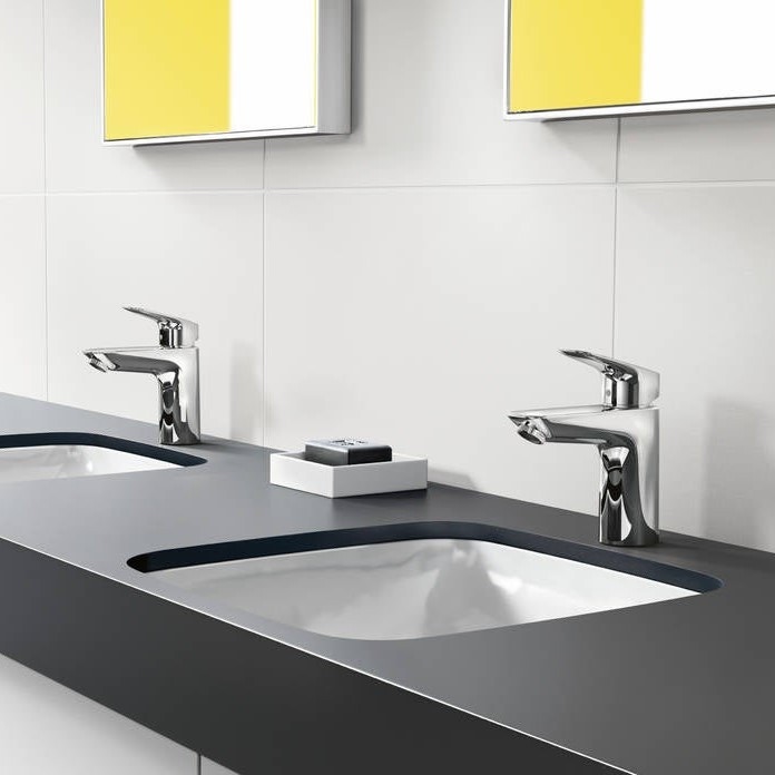 Immagine di Hansgrohe LOGIS miscelatore monocomando lavabo H.16 cm 100, con saltarello e scarico, finitura cromo 71100000