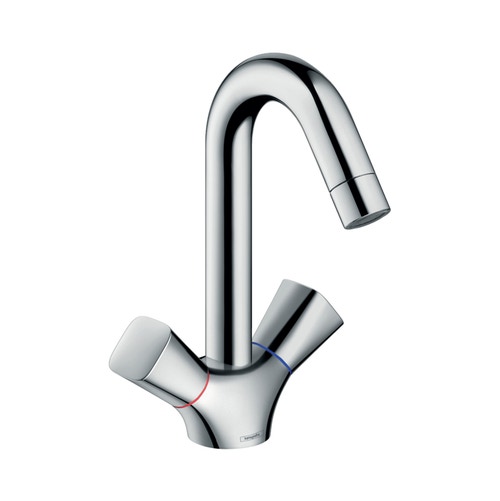 Immagine di Hansgrohe LOGIS miscelatore lavabo 2 maniglie 150, con scarico e saltarello, finitura cromo 71222000