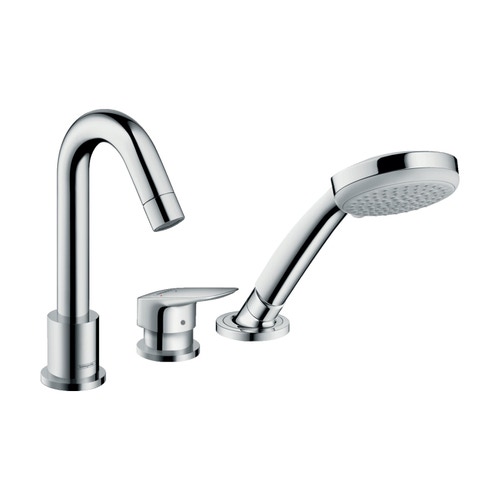 Immagine di Hansgrohe LOGIS rubinetteria 3 fori monocomando, bordo vasca, con secuflex, finitura cromo 71310000
