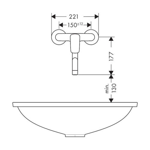 Immagine di Hansgrohe LOGIS miscelatore cucina monocomando, per lavelli a parete, finitura cromo 71836000