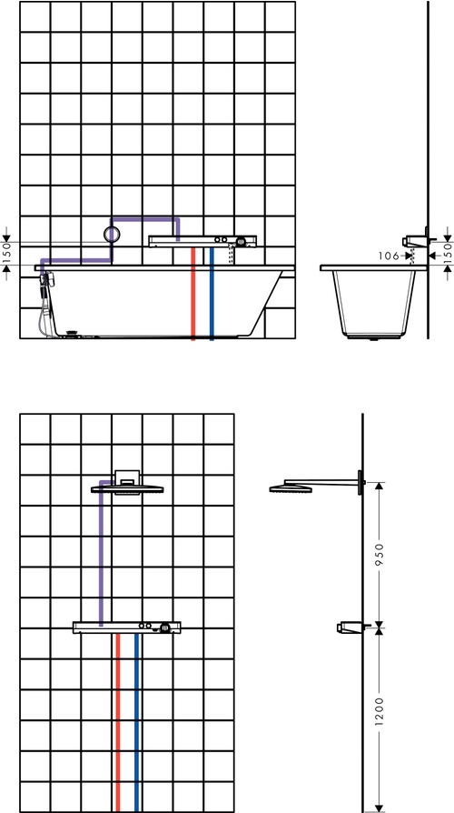 Immagine di Hansgrohe SHOWER TABLET SELECT miscelatore termostatico 700, universale, esterno, per 2 utenze, finitura cromo 13184000