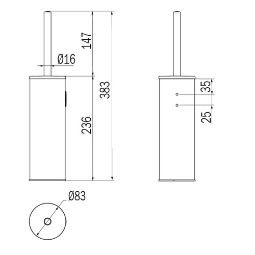 Immagine di Inda EXPORT portascopino da parete o da appoggio, finitura inox AV414AAL