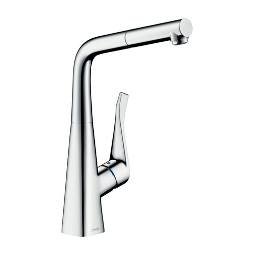 Immagine di Hansgrohe METRIS miscelatore cucina monocomando 320, con bocca d'erogazione estraibile, 1 jet, finitura cromo 14821000