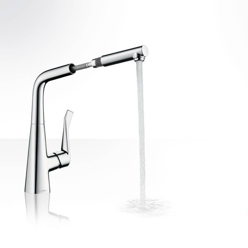 Immagine di Hansgrohe METRIS miscelatore cucina monocomando 320, con bocca d'erogazione estraibile, 1 jet, finitura cromo 14821000