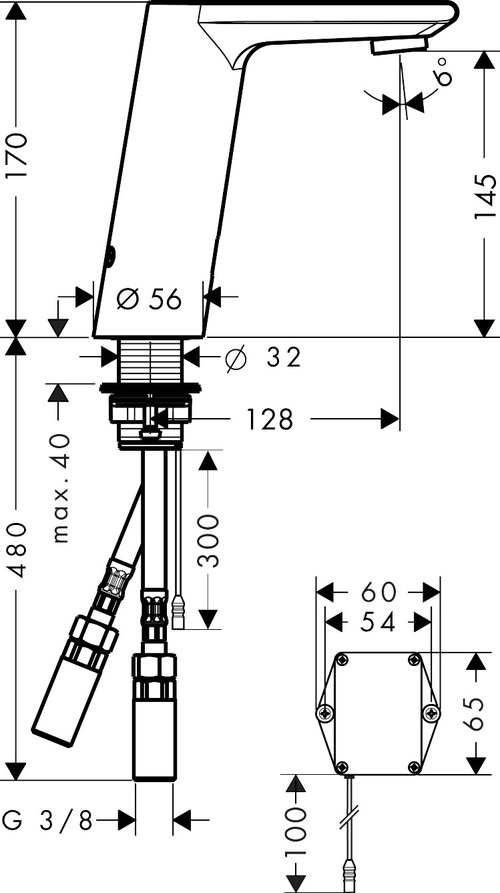Immagine di Hansgrohe METRIS S miscelatore elettronico lavabo, con regolazione temperatura, alimentato a batterie, finitura cromo 31100000