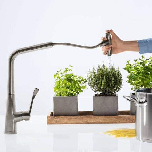Immagine di Hansgrohe METRIS SELECT miscelatore cucina monocomando 320, con bocca d'erogazione estraibile, finitura cromo 14884000