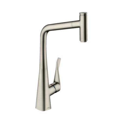 Immagine di Hansgrohe METRIS SELECT miscelatore cucina monocomando 320, con bocca d'erogazione estraibile, finitura acciaio inox 14884800
