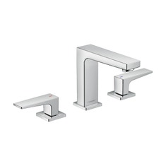 Immagine di Hansgrohe METROPOL rubinetteria 3 fori lavabo 110, con maniglia a leva e piletta push-open, finitura cromo 32514000