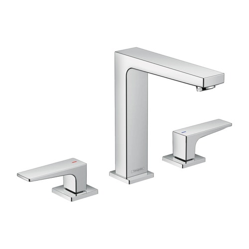 Immagine di Hansgrohe METROPOL rubinetteria 3 fori lavabo 160, con maniglia a leva e piletta push-open, finitura cromo 32515000
