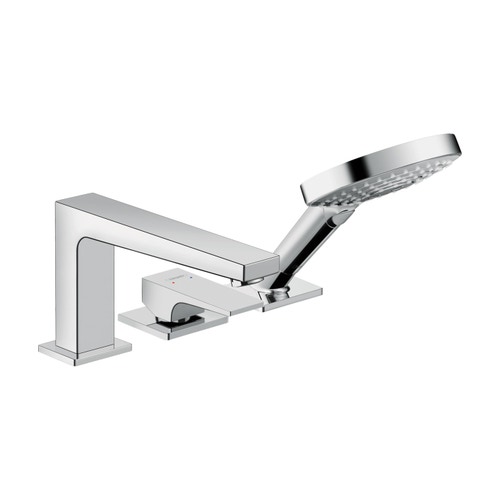 Immagine di Hansgrohe METROPOL rubinetteria 3 fori monocomando, bordo vasca, con maniglia a leva e Secuflex, finitura cromo 32550000