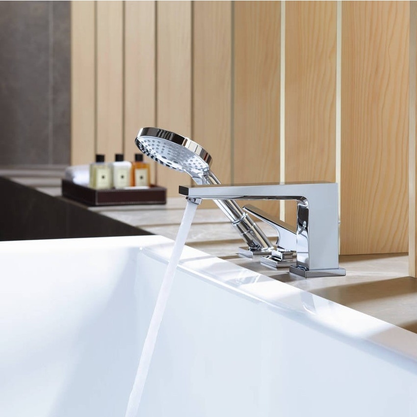 Immagine di Hansgrohe METROPOL rubinetteria 3 fori monocomando, bordo vasca, con maniglia a leva e Secuflex, finitura cromo 32550000