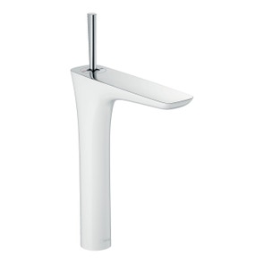 Immagine di Hansgrohe PURAVIDA miscelatore monocomando lavabo H.34 cm 240, da catino, con piletta push-open, finitura cromo e bianco 15072400