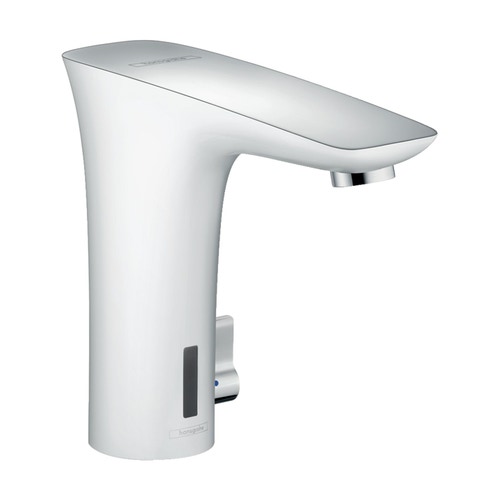 Immagine di Hansgrohe PURAVIDA miscelatore elettronico lavabo, con regolazione temperatura, alimentato a batterie, finitura cromo e bianco 15170400