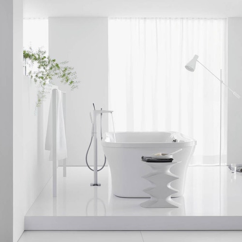Immagine di Hansgrohe PURAVIDA miscelatore monocomando vasca, a pavimento, finitura cromo e bianco 15473400
